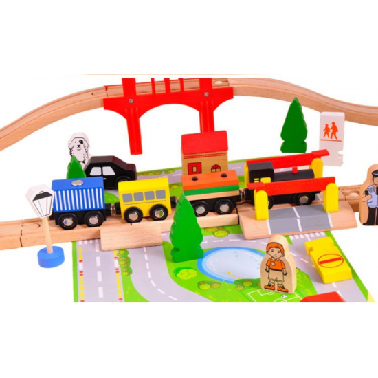 Set trenulet Wooden Train 70 piese