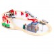 Set trenulet cu baterie Circuit Railway Green Police Station, din lemn cu 80 de piese