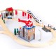 Set trenulet cu baterie Circuit Railway Green Police Station, din lemn cu 80 de piese