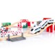 Set trenulet cu baterie Circuit Railway Green Police Station, din lemn cu 80 de piese