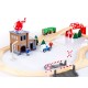 Set trenulet cu baterie Circuit Railway Green Police Station, din lemn cu 80 de piese