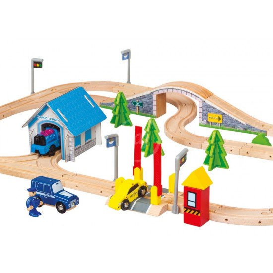 Set trenulete cu baterie si 80 piese Loko Lolly