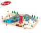 Set trenulet din lemn Port Cargo Express  Rail Train - 80 piese