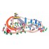 Set Trenulet din lemn Roller Coaster cu macara tunel si 130 de piese