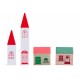 Set Trenulet din lemn Roller Coaster cu macara tunel si 130 de piese