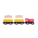 Set Trenulet din lemn Roller Coaster cu macara tunel si 130 de piese
