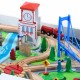 Set trenulet din lemn joaca Big City Rail cu masuta alba 