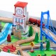 Set trenulet din lemn joaca Big City Rail cu masuta alba 