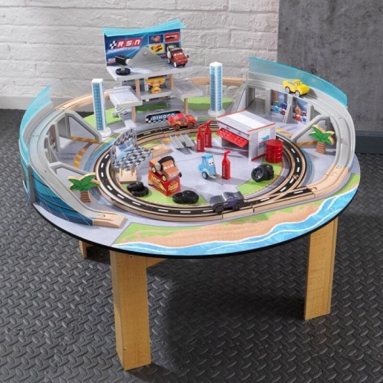Pista de viteza pentru curse Cars 3 cu masuta - Disney Pixar Florida Speedway KidKraft - 55 piese