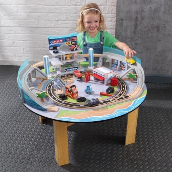 Pista de viteza pentru curse Cars 3 cu masuta - Disney Pixar Florida Speedway KidKraft - 55 piese