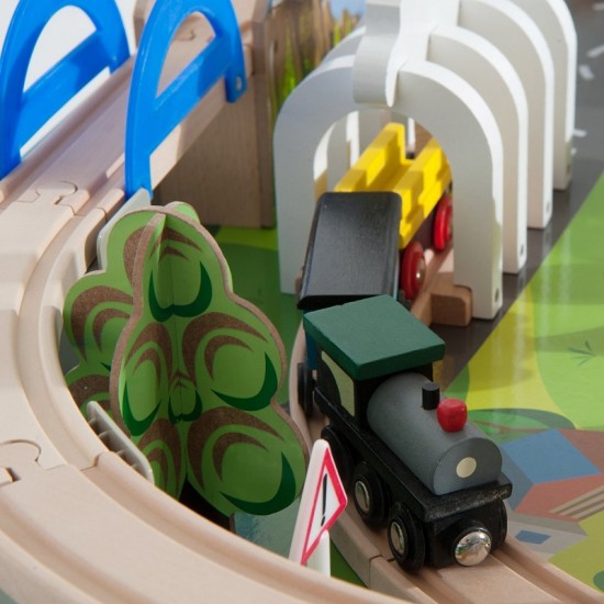 Set trenulet cu masuta si accesorii - Build City - OnlyToys