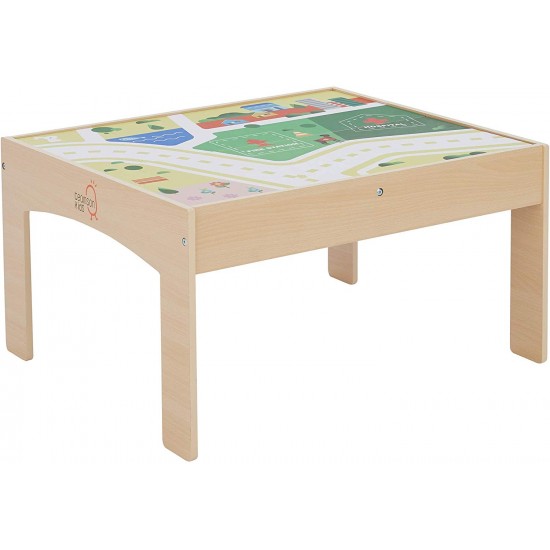 Set Trenulet din lemn Tara Natur - Green Country Wooden Train cu masuta de joaca 