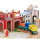 Set Trenulet din lemn Tara Verde - Green Country Wooden Train cu masuta de joaca 