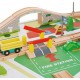 Set Trenulet din lemn Tara Verde - Green Country Wooden Train cu masuta de joaca 
