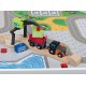 Set trenulete cu baterie cu sunete si lumini garaj masinute si trenulete cu 3 nivele Heliport Station