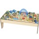 Set trenulete din lemn Universal All In One cu masuta de joaca Imaginarium