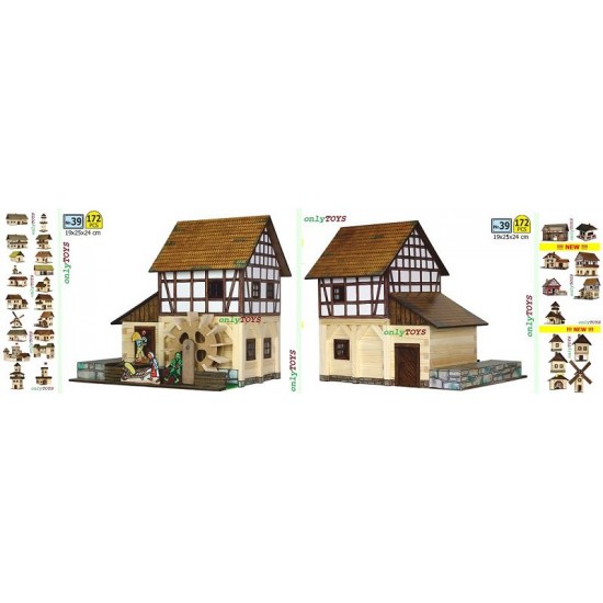 Moara de apa 2- Set constructie casute traditionale din lemn
