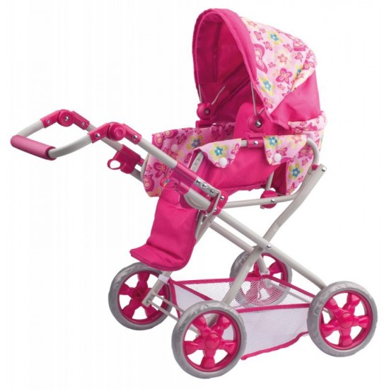 Carucior pliabil de jucarie pentru papusi cu accesorii Doll Pram