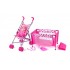 Carucior pliabil Set de jucarie cu papusa inclusa si pat papusi cu accesorii Doll Pram