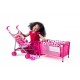 Carucior pliabil Set de jucarie cu papusa inclusa si pat papusi cu accesorii Doll Pram