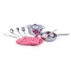 Set 10 accesorii inox lemn de jucarie pentru bucatarie copii - Woody Toy Pots Kitchen 